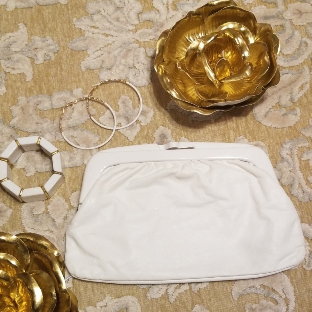 Vintage Italian Leather White Clutch
